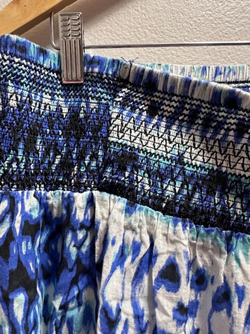 Jessica Blue Boho Tiered Cotton Maxi Skirt Smocked Waist L 14-16 - Picture 5 of 5